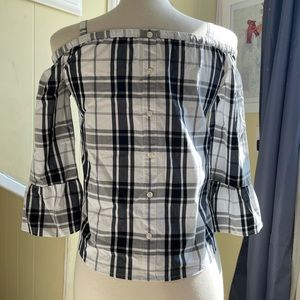 Off shoulder Abercrombie Kids Girls Plaid Top